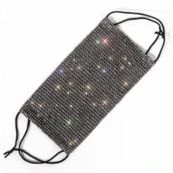 PERLE RARE 2 Pièces Masques En Maille De Cristal Scintillant Blanc Scintillant Strass Mascarade Masques Faciaux Couverture De Bouche Brillante Halloween Genie Bling Décoration Bijoux Pour Femmes Et Filles -Protection des voies respiratoires Soldes 45692203 4