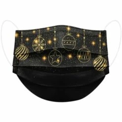 PERLE RARE 50 Pièces Adulte Masque Noël Tissu Non-tissé Protection Faciale Jetable Antipoussière Convient Pour Noël Et Les Voyages Quotidiens Mode Noir -Protection des voies respiratoires Soldes 45754595 3