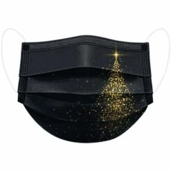 PERLE RARE 50 Pièces Adulte Masque Noël Tissu Non-tissé Protection Faciale Jetable Antipoussière Convient Pour Noël Et Les Voyages Quotidiens Mode Noir -Protection des voies respiratoires Soldes 45754595 4