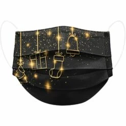 PERLE RARE 50 Pièces Adulte Masque Noël Tissu Non-tissé Protection Faciale Jetable Antipoussière Convient Pour Noël Et Les Voyages Quotidiens Mode Noir -Protection des voies respiratoires Soldes 45754595 5