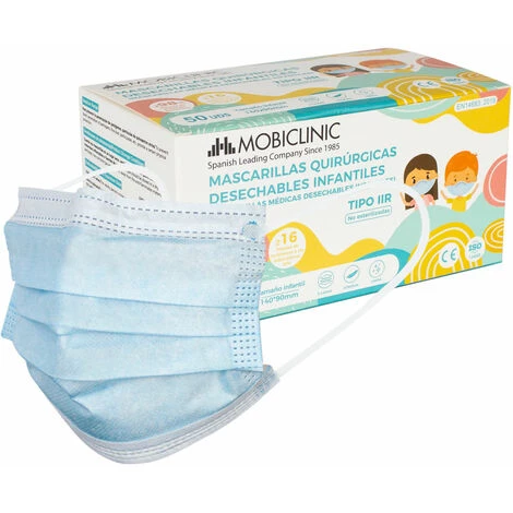 50 Masques Chirurgicaux IIR Pour Enfants (ou Adultes Taille XS) | 0,15€/ Pièce | Sans Graphène | Boîte De 50 Pièces | Mobiclinic 3 50 Masques Chirurgicaux IIR Pour Enfants (ou Adultes Taille XS) | 0,15€/ Pièce | Sans Graphène | Boîte De 50 Pièces | Mobiclinic