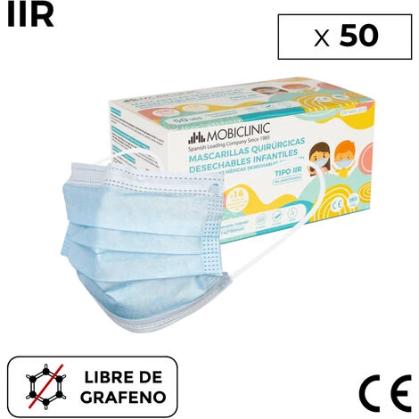 50 Masques Chirurgicaux IIR Pour Enfants (ou Adultes Taille XS) | 0,15€/ Pièce | Sans Graphène | Boîte De 50 Pièces | Mobiclinic 4 50 Masques Chirurgicaux IIR Pour Enfants (ou Adultes Taille XS) | 0,15€/ Pièce | Sans Graphène | Boîte De 50 Pièces | Mobiclinic – Image 2