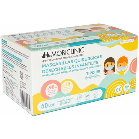 50 Masques Chirurgicaux IIR Pour Enfants (ou Adultes Taille XS) | 0,15€/ Pièce | Sans Graphène | Boîte De 50 Pièces | Mobiclinic 6 50 Masques Chirurgicaux IIR Pour Enfants (ou Adultes Taille XS) | 0,15€/ Pièce | Sans Graphène | Boîte De 50 Pièces | Mobiclinic – Image 4