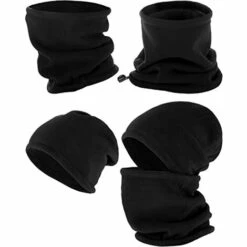 ILOVEMILAN 2 Pièces Polaire écharpe Polaire Coupe-vent Ski Masque Facial Lourd Hiver Foulard Pour Ski Randonnée Cyclisme Escalade (noir + Noir) -Protection des voies respiratoires Soldes 46032820 3