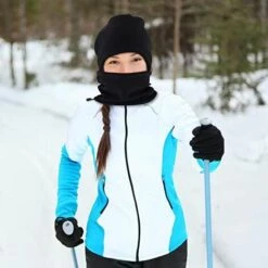 ILOVEMILAN 2 Pièces Polaire écharpe Polaire Coupe-vent Ski Masque Facial Lourd Hiver Foulard Pour Ski Randonnée Cyclisme Escalade (noir + Noir) -Protection des voies respiratoires Soldes 46032820 5