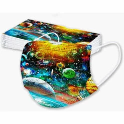 THSINDE 50 Pièces Masque Facial Adulte Jetable 3 Plis Avec Motif, Protection Bouche-nez, Masque Imprimé Aux Couleurs Vives Respirant -Protection des voies respiratoires Soldes 46231931 3