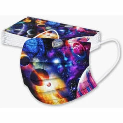 THSINDE 50 Pièces Masque Facial Adulte Jetable 3 Plis Avec Motif, Protection Bouche-nez, Masque Imprimé Aux Couleurs Vives Respirant -Protection des voies respiratoires Soldes 46231931 4