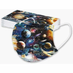 THSINDE 50 Pièces Masque Facial Adulte Jetable 3 Plis Avec Motif, Protection Bouche-nez, Masque Imprimé Aux Couleurs Vives Respirant -Protection des voies respiratoires Soldes 46231931 5