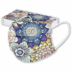 THSINDE Masque Facial Adulte Jetable 3 épaisseurs Avec Motif, Masque Imprimé Bright Colors Protection Respirante De La Bouche Et Du Nez, 50 Pièces -Protection des voies respiratoires Soldes 46231932 3