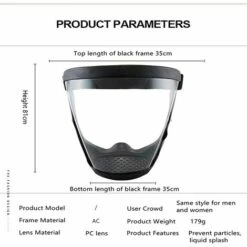 ALMI Masque Facial Transparent Anti-buée Unisexe Pour Cyclisme. étanchéité Durable Et Sûre. Protection Du Visage. Anti-sable (Noir) -Protection des voies respiratoires Soldes 46296480 4