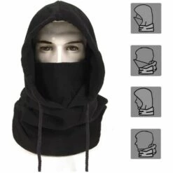 VERSAILLESFR Balaclava Chapeau Cagoule Moto Masque En Non-tissé Multifonction Pour Temps Froid Ski Outdoor Moto Montagne Camping Randonnée Hiver (Noir) -Versailles
