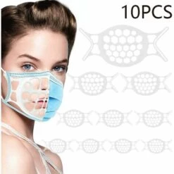 Cadre De Support Interne En Silicone 3D Pour Masque,Créer Plus D'espace Respiratoire,Soulage La Douleur à La Pression Protecteur D'oreille à Boucle Réglab Ensemble De Réutilisable Et Lavable 14.5*7.5cm Fontainebleau 10Pcs Blanc