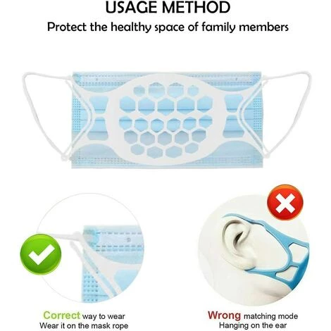 Cadre De Support Interne En Silicone 3D Pour Masque,Créer Plus D'espace Respiratoire,Soulage La Douleur à La Pression Protecteur D'oreille à Boucle Réglab Ensemble De Réutilisable Et Lavable 14.5*7.5cm Fontainebleau 10Pcs Blanc 6 Cadre De Support Interne En Silicone 3D Pour Masque,Créer Plus D'espace Respiratoire,Soulage La Douleur à La Pression Protecteur D'oreille à Boucle Réglab Ensemble De Réutilisable Et Lavable 14.5*7.5cm Fontainebleau 10Pcs Blanc – Image 4