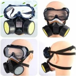 Masque Respiratoire Réutilisable, Triomphe Protection Masque à Double Filtration Contre Vapeur Toxique, Anti Poussière Anti Gaz Masque Chimique Pour Peinture Travaux Bricolage Ponçage (Noir) -Protection des voies respiratoires Soldes 46607375 2
