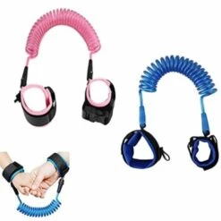 Laisse De Sécurité Pour Enfants,Triomphe Bébé Anti-Perdu Poignet, Ande De Poignet En Coton Respirant à Rotation à 360 °，pour Voyage Supermarché Exploration Helper 1.5M (Rouge/Bleu) Baudrier 2PCS
