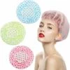 Bonnet De Douche 3 Pièces Triomphe, Imperméable Bonnet De Bain élastiques Chapeau Réutilisables, Grand Accessoire Cheveux Douche Pour Les Femmes Filles De Douche Spa Salonbleu + Vert + Rose -Protection des voies respiratoires Soldes 46607396 1