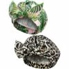 Bonnets De Douche Pour Femmes,Triomphe Bonnets De Douche Réutilisables Imperméables Turban à Ourlet Élastique Bonnets De Bain Douche Pour Cheveux Longs (Feuille De Palmier Et Léopard) 2 Pièces