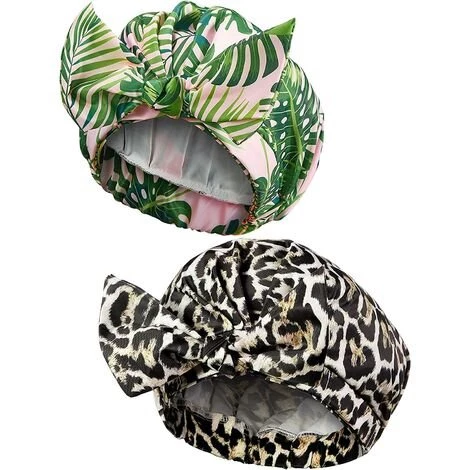Bonnets De Douche Pour Femmes,Triomphe Bonnets De Douche Réutilisables Imperméables Turban à Ourlet Élastique Bonnets De Bain Douche Pour Cheveux Longs (Feuille De Palmier Et Léopard) 2 Pièces 3 Bonnets De Douche Pour Femmes,Triomphe Bonnets De Douche Réutilisables Imperméables Turban à Ourlet Élastique Bonnets De Bain Douche Pour Cheveux Longs (Feuille De Palmier Et Léopard) 2 Pièces