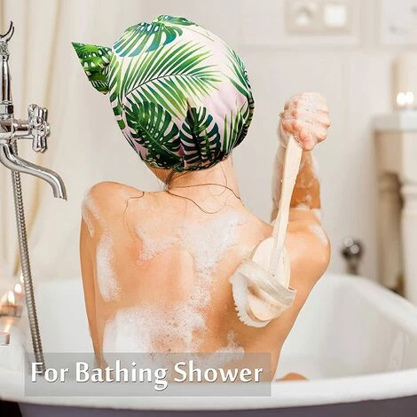 Bonnets De Douche Pour Femmes,Triomphe Bonnets De Douche Réutilisables Imperméables Turban à Ourlet Élastique Bonnets De Bain Douche Pour Cheveux Longs (Feuille De Palmier Et Léopard) 2 Pièces 6 Bonnets De Douche Pour Femmes,Triomphe Bonnets De Douche Réutilisables Imperméables Turban à Ourlet Élastique Bonnets De Bain Douche Pour Cheveux Longs (Feuille De Palmier Et Léopard) 2 Pièces – Image 4