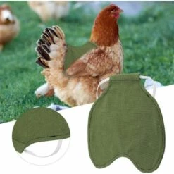 Fixateur De Protection En Plumes Pour Animaux De Compagnie Protecteur D'aile Arrière En Tissu De Haute Qualité Tablier De Selle De Poulet Pour Poule Double Veste Triomphe(Vert) -Protection des voies respiratoires Soldes 46607403 5