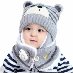 SUPERMARKET Enfants Chapeau Hiver Chaud Chapeau Tricoté Bonnet Chapeau Capuche Tricoté Chapeaux Hiver Chapeau Earflap (6-24 Mois),Gris，Superma