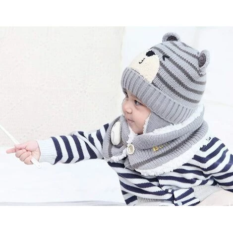 SUPERMARKET Enfants Chapeau Hiver Chaud Chapeau Tricoté Bonnet Chapeau Capuche Tricoté Chapeaux Hiver Chapeau Earflap (6-24 Mois),Gris,Superma 6 SUPERMARKET Enfants Chapeau Hiver Chaud Chapeau Tricoté Bonnet Chapeau Capuche Tricoté Chapeaux Hiver Chapeau Earflap (6-24 Mois),Gris,Superma – Image 4