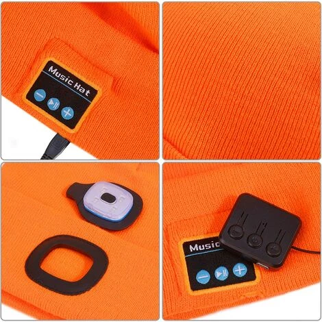 SUPERMARKET LED Bluetooth 5.0 Bonnet Chapeau, Haut-Parleur Stéréo Intégré Et Micro, Hiver Chaud Tricoté Eclairage Sans Fil Bluetooth Casque Musique Chapeau Pour La Course à Pied, Randonnée, Cadeau De Noël,Superma 7 SUPERMARKET LED Bluetooth 5.0 Bonnet Chapeau, Haut-Parleur Stéréo Intégré Et Micro, Hiver Chaud Tricoté Eclairage Sans Fil Bluetooth Casque Musique Chapeau Pour La Course à Pied, Randonnée, Cadeau De Noël,Superma – Image 5