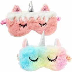 Kueatily Lot De 2 Masques Pour Les Yeux En Peluche Licorne
