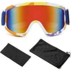 TINOR Masque De Ski, Lunettes De Ski, Lunettes De Snowboard, Matériau PC, Anti-Ultraviolet, Design Respirant, Durable, Pour Ski, Patinage, Escalade, Cyclisme, Les Hommes, Les Femmes (1 Pièce, Bleu)