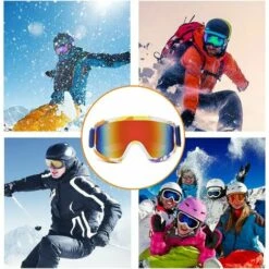 TINOR Masque De Ski, Lunettes De Ski, Lunettes De Snowboard, Matériau PC, Anti-Ultraviolet, Design Respirant, Durable, Pour Ski, Patinage, Escalade, Cyclisme, Les Hommes, Les Femmes (1 Pièce, Bleu) -Protection des voies respiratoires Soldes 47185795 4