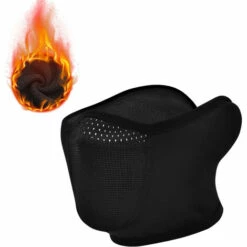 ASUPERMALL Coupe-Vent Thermique Polaire Cyclisme Visage Couverture Oreille Couvre Bandana Pour Sport De Plein Air Moto Course Randonnee Ski Snowboard,Noir -Protection des voies respiratoires Soldes 47309663 3