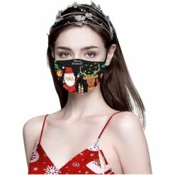 ALMI 50Pcs Masque_Adulte_Jetable Noel 3 Couches Non Tissé Anti-Poussière Anti-Pollution Respirant Confortable Face Scarfs Avec Crochets D'oreille Élastiques Joyeux Noël Masque Noir -Protection des voies respiratoires Soldes 47747939 3