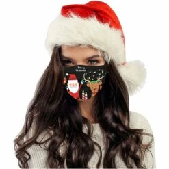 ALMI 50Pcs Masque_Adulte_Jetable Noel 3 Couches Non Tissé Anti-Poussière Anti-Pollution Respirant Confortable Face Scarfs Avec Crochets D'oreille Élastiques Joyeux Noël Masque Noir -Protection des voies respiratoires Soldes 47747939 4