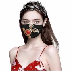 ALMI 50Pcs Masque_Adulte_Jetable Noel 3 Couches Non Tissé Anti-Poussière Anti-Pollution Respirant Confortable Face Scarfs Avec Crochets D'oreille Élastiques Joyeux Noël Masque Noir -Protection des voies respiratoires Soldes 47748809 3