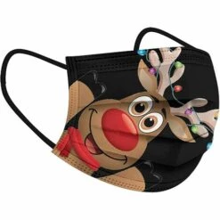 ALMI 50Pcs Masque_Adulte_Jetable Noel 3 Couches Non Tissé Anti-Poussière Anti-Pollution Respirant Confortable Face Scarfs Avec Crochets D'oreille Élastiques Joyeux Noël Masque Noir -Protection des voies respiratoires Soldes 47748809 5