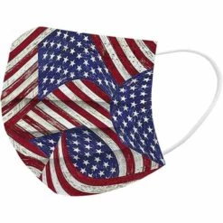 ALMI 50-100 Pcs Unisex Adulte Masque Facial Jetable Protection De La Bouche Et Du Nez Bandeaux Jour De L'indépendance Imprimé 3 Couches Jetable Écharpe De Cou PM2.5 Protection Respirant Femme Homme -Protection des voies respiratoires Soldes 47748812 5