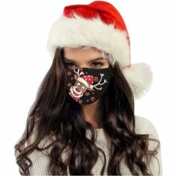 ALMI 50Pcs Masque_Adulte_Jetable Noel 3 Couches Non Tissé Anti-Poussière Anti-Pollution Respirant Confortable Face Scarfs Avec Crochets D'oreille Élastiques Joyeux Noël Masque Noir -Protection des voies respiratoires Soldes 47748813 4