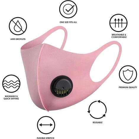 Masque Facial En Tissu Respirant, Avec Valve D'air Et Boucles D'oreilles, Réutilisable, Doux, Lavable, Durable Pour Un Usage Quotidien Public 5 Couleurs Fontainebleau 5Pcs 4 Masque Facial En Tissu Respirant, Avec Valve D'air Et Boucles D'oreilles, Réutilisable, Doux, Lavable, Durable Pour Un Usage Quotidien Public 5 Couleurs Fontainebleau 5Pcs – Image 2