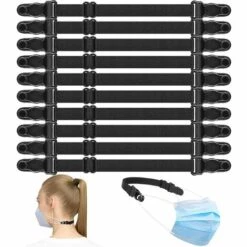 SUPERMARKET Lot De 10 Attache Masque, Extension De Masque, Bouton Fermement Fixé Et Régable Régable En Durable Pour Tout Le Monde, Longueur Réglable De 14.5 Cm à 20.3 Cm，Superma