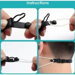 SUPERMARKET Lot De 10 Attache Masque, Extension De Masque, Bouton Fermement Fixé Et Régable Régable En Durable Pour Tout Le Monde, Longueur Réglable De 14.5 Cm à 20.3 Cm，Superma -Protection des voies respiratoires Soldes 48636103 5