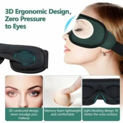TINOR Masque De Nuit Masque De Sommeil Bandeau Yeux Nuit Cahce Yeux Pour Dormir En Mousse à Mémoire Coupe Profilée 3D Pour Homme Femme, Vert -Protection des voies respiratoires Soldes 48731904 3