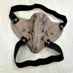 THSINDE Masque Gothique Masque En Cuir Rivet Demi Masque Halloween Costume Cosplay,Couleur Rétro
