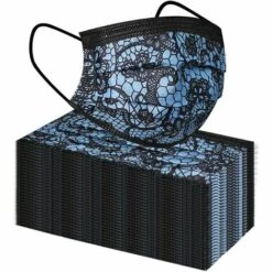 50 PC Imprimé En Dentelle Adulte Masque Jetable (3 Couches), Betterlife Anti-Poussière Respirable Earloop Bouche Masque De Visage, Le Masque De Bon Confort Masque Halloween Écharpe Bandana