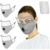 Visière De Protection Réutilisable En Gris，Betterlife Unisexe Anti Pollution Tissu Protection Bouche Visage Lavable Couche De Protection Jardinage Réutilisabl（4 Pièces*masques, 10 Pièces*filtres PM2.5）