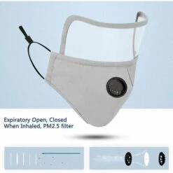 Visière De Protection Réutilisable En Gris，Betterlife Unisexe Anti Pollution Tissu Protection Bouche Visage Lavable Couche De Protection Jardinage Réutilisabl（4 Pièces*masques, 10 Pièces*filtres PM2.5） -Protection des voies respiratoires Soldes 48925116 3