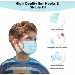 GDRHVFD 50 Pièces Masques Enfants Jetable Rose/Bleu/Couleur - 3 Couches Pour Enfants Certifié Ce Masques De Protection Jetables Face Scarf Animé Mignon Imprimé Dessin -Protection des voies respiratoires Soldes 49096050 4