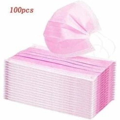 GDRHVFD 100 Pcs Masques Adultes Jetables (Rose) 11 GDRHVFD 100 Pcs Masques Adultes Jetables (Rose) -Protection des voies respiratoires Soldes 49096051 5
