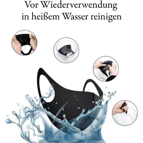 GDRHVFD Masque En Soie De Glace Unisexe Lavable Et Réutilisable (10 Pièces) Noir 5 GDRHVFD Masque En Soie De Glace Unisexe Lavable Et Réutilisable (10 Pièces) Noir – Image 3