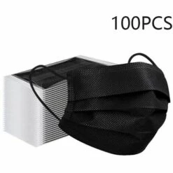 Masques Médicaux Jetables 3 Plis - 3 Couches De Protection – Masques Chirurgicaux De Haute Qualité Avec Filtration Antibactérienne – Masque Medical IIR 3 Plis Fontainebleau Lot De 100 Noir