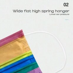 Adulte Arc En Ciel Masque Jetable 3 Couches, Anti-Poussière Respirable Earloop Bouche Masque De Visage, Le Masque De Bon Confort Masque Écharpe Bandana，50PC ，Starlight -Protection des voies respiratoires Soldes 49194348 4